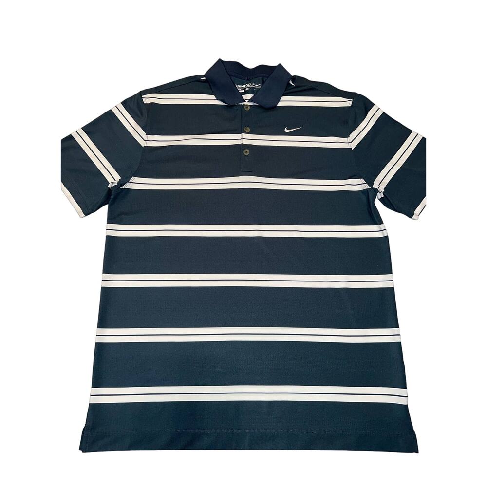 Nike dri fit blue and white striped golf polo Mens size large
